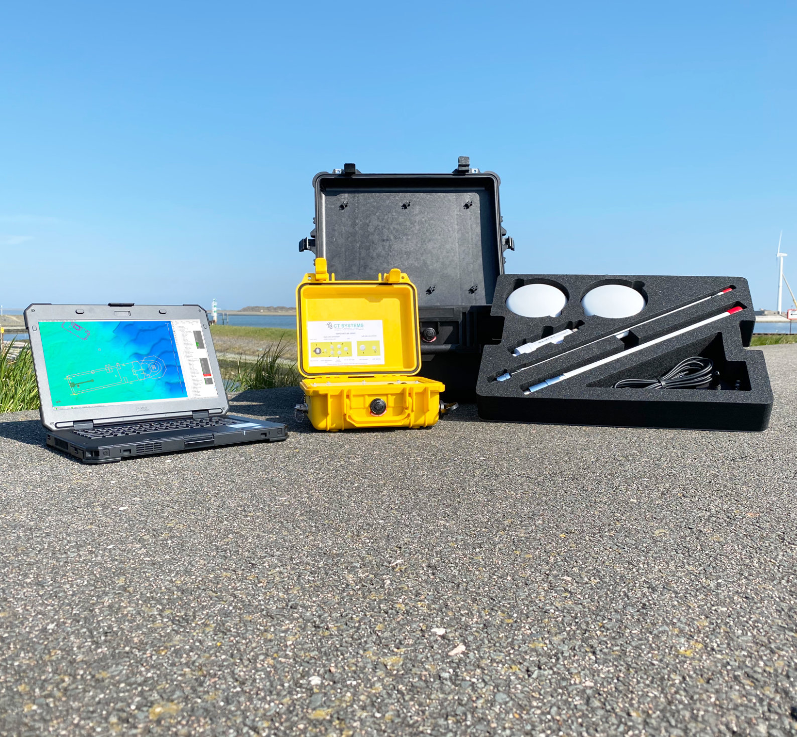 RDPS kit with rugged laptop, GeoGNSS Peli case, and antenna set