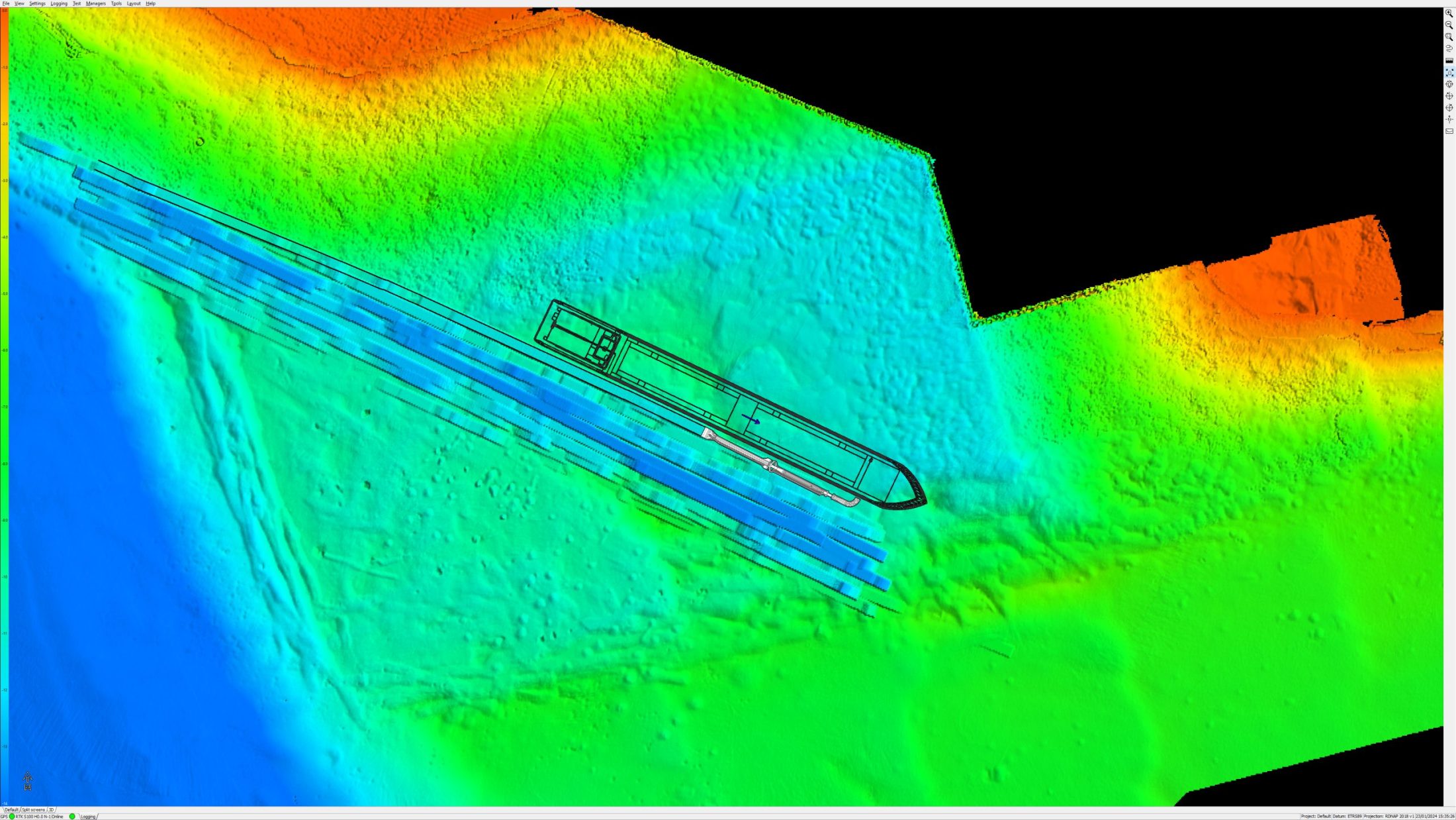 Hopper dredger with DTM view